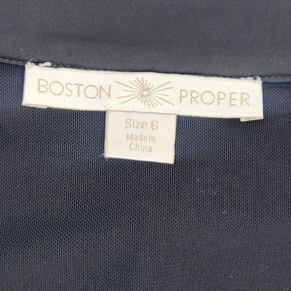 Boston Proper Nikki V Neck Charmeuse Blouse Top Womens Size 6 Black Minimalist - Picture 8 of 10